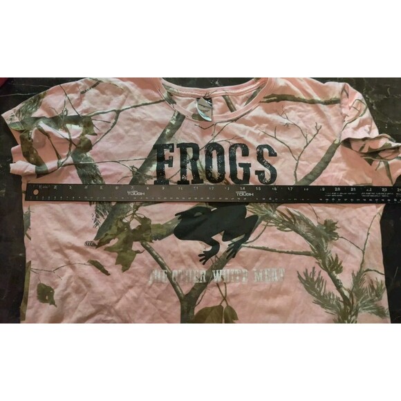 "FROGS The Other White Meat" Real Tree Pink Camo Shirt T-Shirt Womens XL Code 5 - Picture 11 of 12